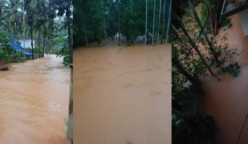  കണ്ണവം പുഴ കരകവിഞ്ഞതിനെ തുടർന്ന് 50 ഓളം വീടുകളിൽ വെള്ളം കയറി