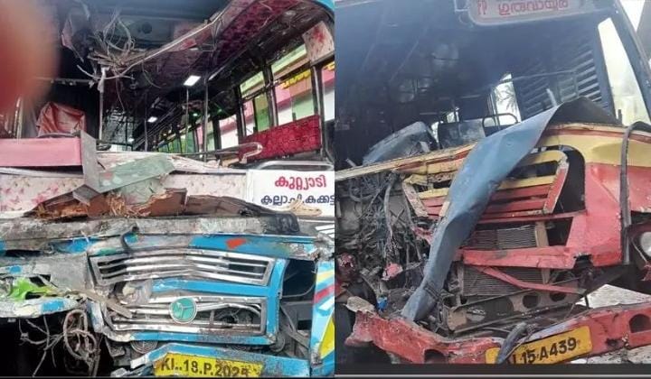  നാദാപുരത്ത് കെ.എസ്.ആർ.ടി.സി ബസും സ്വകാര്യ ബസും കൂട്ടിയിടിച്ച് 40 ഓളം പേർക്ക് പരിക്കേറ്റു