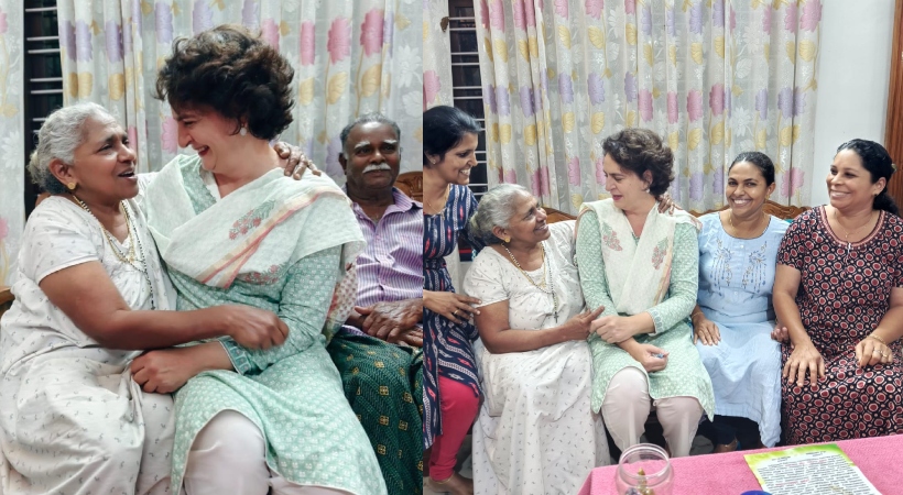  വയനാട്ടില്‍ വോട്ടറുടെ വീട്ടില്‍ അപ്രതീക്ഷിതമായി എത്തി പ്രിയങ്കാ ഗാന്ധി