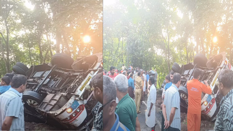  പത്തനംതിട്ട എരുമേലിയിൽ ശബരിമല തീർത്ഥാടകർ സഞ്ചരിച്ച ബസ് മറിഞ്ഞ് ഒരാൾ മരിച്ചു