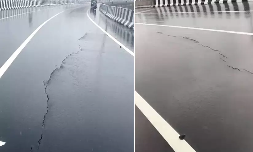  കൂരിയാട് ഇന്നലെ റോഡ് തകർന്നതിന് പിന്നാലെ മലപ്പുറം തലപ്പാറയിൽ ദേശീയപാതക്ക് വിള്ളൽ