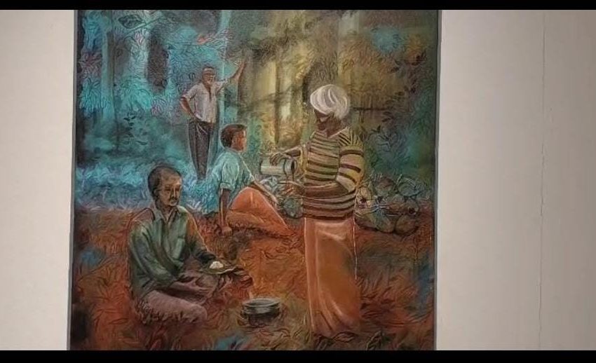  മഴമേളത്തോടെ മനീഷയുടെ ചിത്രകലാ പ്രദർശനം കതിരൂരിൽ തുടങ്ങി