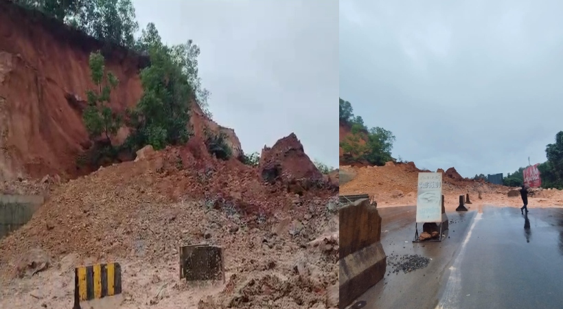  കാസർഗോഡ് ചെറുവത്തൂരിലെ വീരമലക്കുന്ന് ദേശിയപാതയിലേക്ക് ഇടിഞ്ഞുവീണു