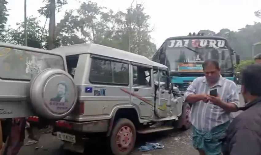  ഇടുക്കി അണക്കരക്ക് സമീപം കടശ്ശിക്കടവിൽ ബസും ജീപ്പും കൂട്ടിയിടിച്ച് അപകടം