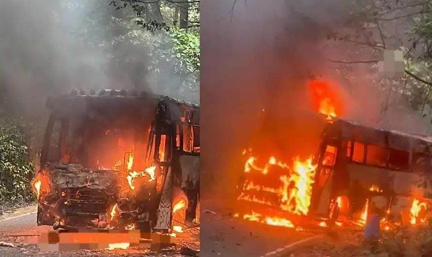  കണ്ണൂര്‍ മാക്കൂട്ടം ചുരത്തില്‍ ടൂറിസ്റ്റ് ബസിന് തീപിടിച്ചു; ആളപായമില്ല, ബസ് പൂര്‍ണമായും കത്തിനശിച്ചു