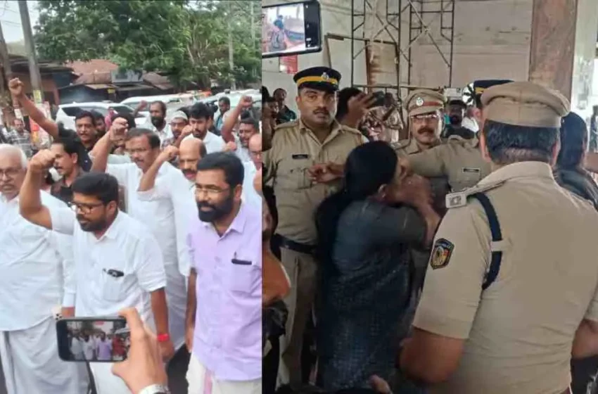  മന്ത്രി വീണാ ജോർജിന് പരിക്കേൽക്കാനിടയായ സംഭവത്തിൽ കണ്ണൂർ ഡിസിസി ഓഫീസിലേക്ക് എസ്എഫ്‌ഐ മാർച്ചിൽ സംഘർഷം